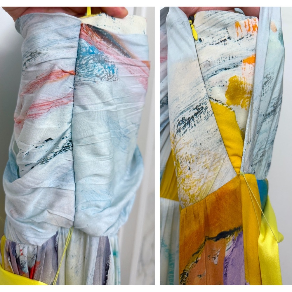 Alice + Olivia x Kidsuper Milan Asymmetric Maxi Dress Gown Colms Painting 8 - Picture 16 of 16